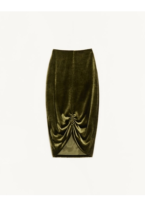 Valentino Velvet Skirt Woman MILITARY GREEN 36