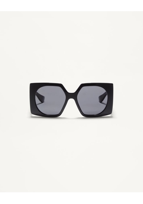 Valentino Rectangular Acetate Glasses Woman BLACK/GREY 55