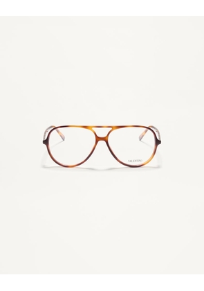Valentino Round Acetate Eyewear unisex HAVANA 56
