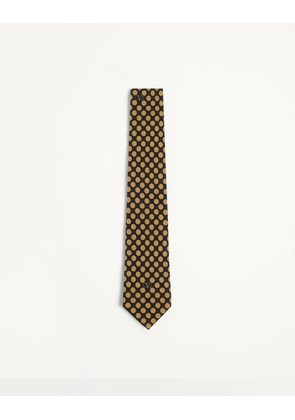 Valentino Garavani Silk Tie With Plusdepois Pattern Man BLACK/OCHRE UNI