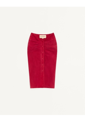 Valentino Suede Skirt Woman CHERRY RED 38