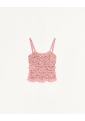 Valentino Tulle Illusione Embroidered Top Woman PINK 40