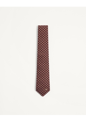 Valentino Garavani Valentie Cotton Jacquard Tie with Chamber Pattern and Vlogo Signature Detail Man BLACK/ORANGE UNI
