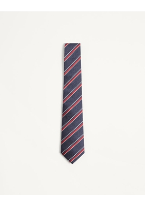Valentino Garavani Valentie Jacquard Regimental Silk Tie Man NAVY/ RED UNI