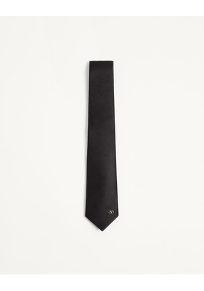 Valentino Garavani Valentie Silk Tie with Vlogo Signature Detail Man BLACK/GOLD UNI