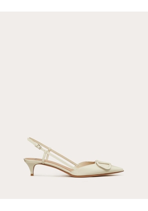 Valentino Garavani Vlogo Signature Patent Leather Slingback Pump 40Mm Woman LIGHT IVORY 35