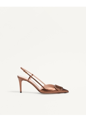 Valentino Garavani Vlogo Signature Slingback Pump In Laminated Nappa Leather 80Mm Woman BRONZE 34