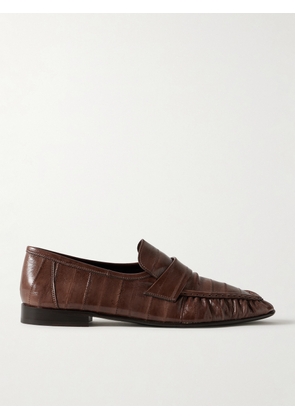 The Row - Paneled Glossed-leather Loafers - Brown - IT36,IT36.5,IT37,IT37.5,IT38,IT38.5,IT39,IT39.5,IT40,IT40.5,IT41,IT41.5,IT42