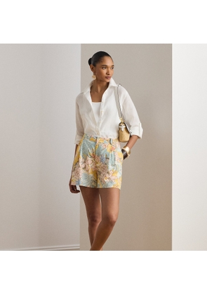 Floral Pleated Linen Shorts