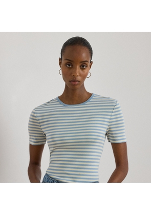 Striped Rib-Knit Stretch Cotton T-Shirt