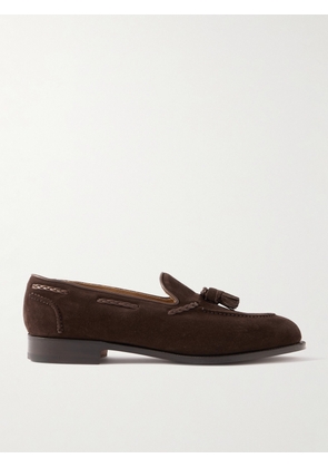 Edward Green - Belgravia Tasseled Leather-Trimmed Suede Loafers - Men - Brown - UK 7
