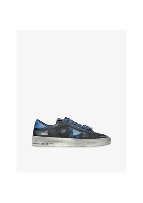 Mens Golden Goose Stardan Distressed Leather and Mesh Low-Top Trainers