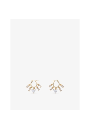 Womens Maje Multi-Charm Brass and Crystal Drop Hoop Earrings