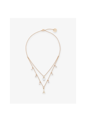 Womens Maje Double-Chain Brass and Crystal Pendant Necklace