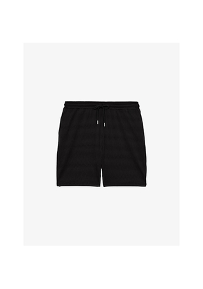 Mens Reiss Alvo Wave-Pattern Knitted Shorts