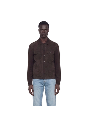 Suede and Silk Cotton Knit Overshirt