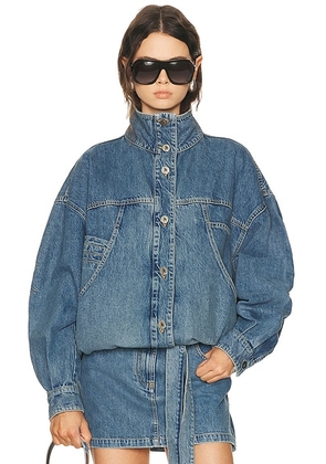 THE ATTICO Denim Bomber Jacket in Sky Blue - Blue. Size 38 (also in ).