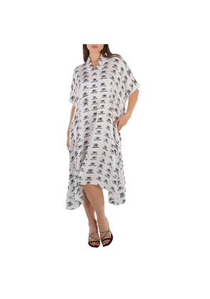 Balenciaga Logo Monogram Asymmetric Shirt Dress