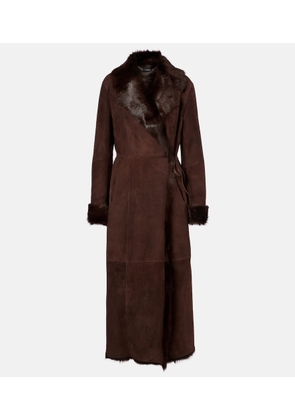 Nour Hammour Joni shearling-lined suede wrap coat