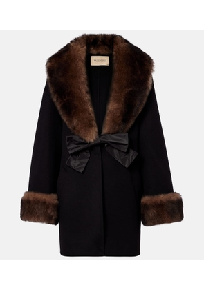 Valentino Shearling-trimmed wool and cashmere peacoat