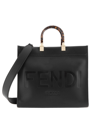 Fendi Black Leather Medium Sunshine Shopper Tote Bag
