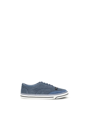 Dolce & Gabbana Blue Linen Low Top Sneakers - EU39/US6