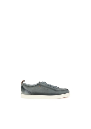 Santoni Gray Calf Leather Bos Taurus Low Top Sneakers - EU43/US10