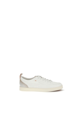 Santoni White Calf Leather Bos Taurus Low Top Sneakers - EU43/US10