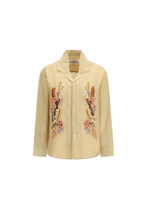 Baziszt Beige Cotton Pattern Shirt - L