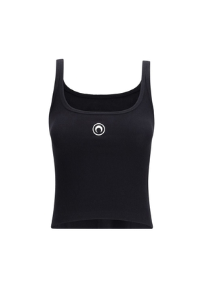 Marine Serre Black Cotton Sleeveles T-Shirt - S