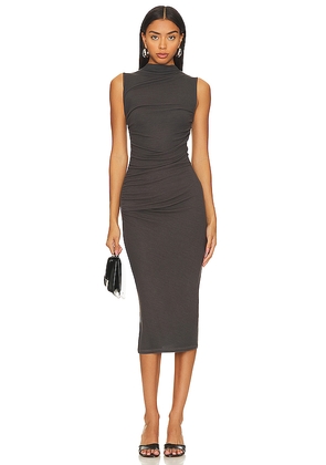 Enza Costa Silk Knit Sleeveless Twist Midi Dress in Charcoal. Size S. Also in XL.