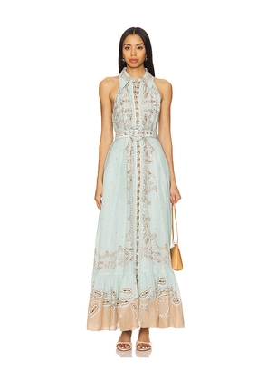 HEMANT AND NANDITA Long Shirt Dress With Buckle Belt in Blue. Size XL. Also in L.