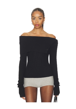 GUIZIO Draped Collar Knit Jumper in Black. Size M. Also in XXS.