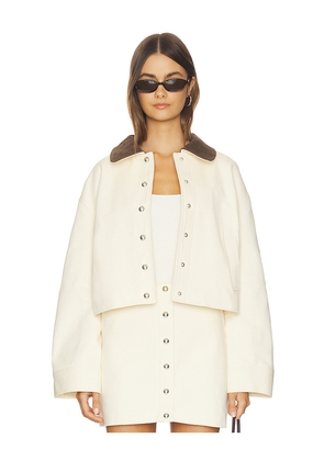 Apparis Ella Canvas Cropped Jacket in Ivory. Size L. Also in M, S, XS.