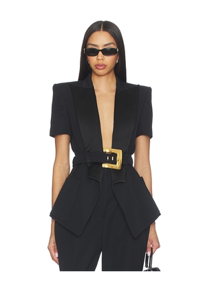 BALMAIN Tailored Grain De Poudre Jacket in Black & Noir in Black. Size 34. Also in 38.