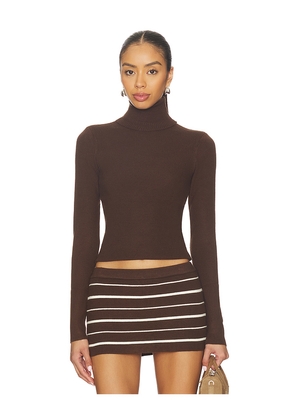 Frankies Bikinis Tucker Cloud Knit Turtleneck in Brown. Size M. Also in S.