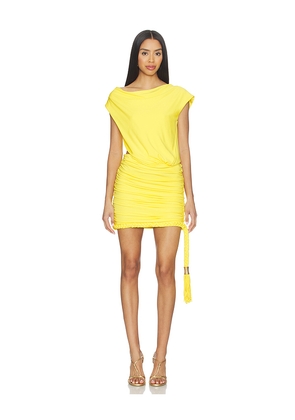 SIMKHAI Nyla Draped Jersey Mini Dress in Yellow. Size 0. Also in 10, 2, 4, 6, 8.