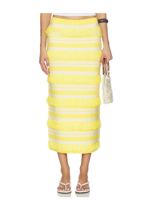 SIMKHAI Lula Knit Midi Skirt in Yellow. Size L. Also in M, S, XS.
