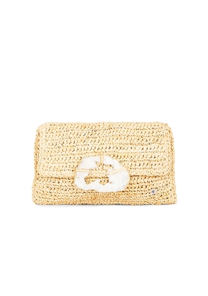 florabella Esplendor Crochet Raffia Clutch in Neutral.