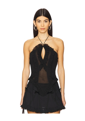 Nodress Black Ruffled Chiffon Camisole in Black. Size XL. Also in M.