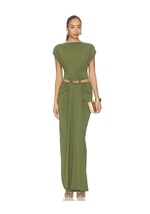 NBD Nicolette Gown in Olive. Size L. Also in M, S, XL, XS, XXS.