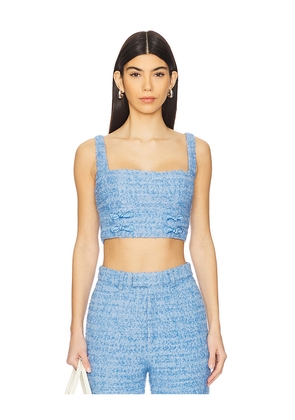 SAU LEE Bridgette Tweed Top in Blue. Size 4. Also in 8.