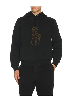 Polo Ralph Lauren Long Sleeve Double Knit Tech Hoodie With Large Camo Pony in Black. Size M. Also in S, XL/1X.