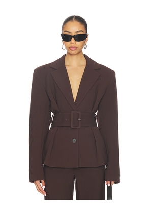 ROTATE Suiting Belted Blazer in Chocolate. Size 36. Also in 38.