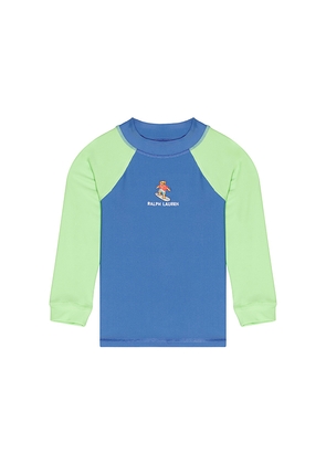 Polo Ralph Lauren Solid Nylon Elastan Knit Rashguard in Navy,Mint. Size 2. Also in 3, 4, 5, 6.