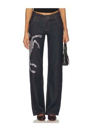 Understated Leather Party Horse Jean in Blue. Size 24. Also in 23.