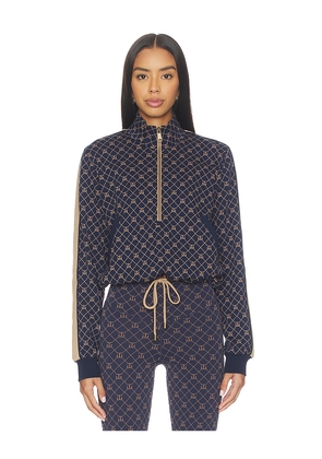 THE UPSIDE Ezra Morgan Quarter Zip Sweatshirt in Navy. Size S. Also in XL, XS.