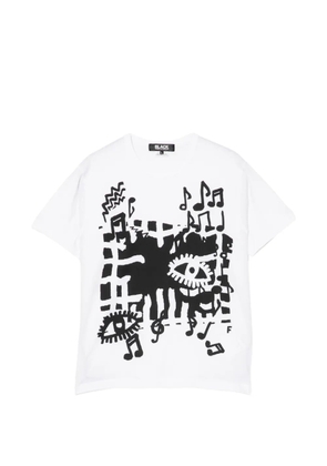 Black Comme Des Garçons graphic print round-neck T-shirt - White