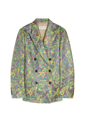DRIES VAN NOTEN double-breasted jacquard blazer - Yellow