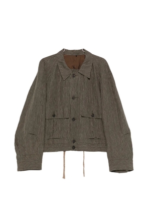 Ziggy Chen striped buttoned shirt jacket - Green